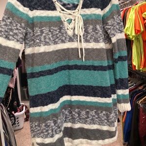 Turquoise stripe sweater, size XL